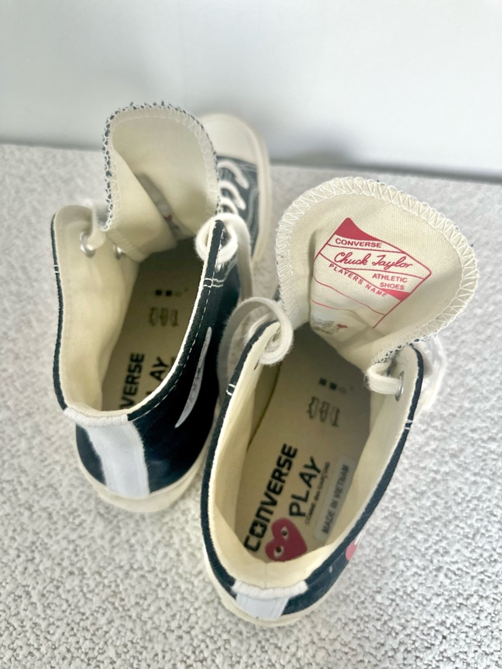 Converse All Star x Comme Des Garçons Play Large Emblem Black High Top Sneakers - Picture 10 of 13